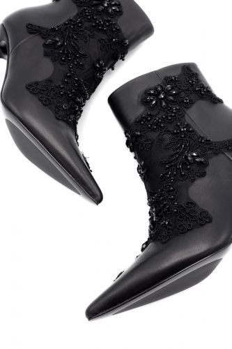 Boots noires cuir et dentelle TOSCA BLU | MARINE Auvelais