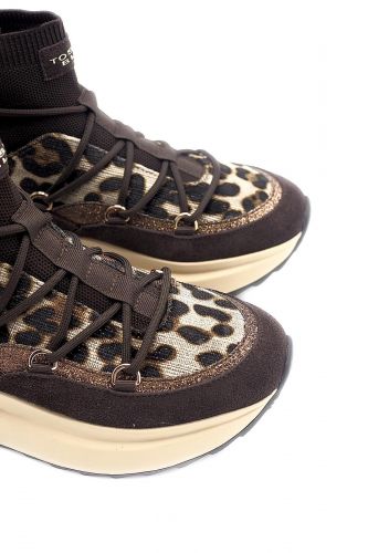 Tosca Blu Shoes basket bas Brun femmes (Léopard, strass et brun - SF25-085-082 léo) - Marine | Much more than shoes