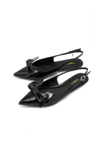 Slingbacks noires vernies avec noeud TOSCA BLU | Marine