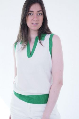 Polo écru & vert TRICOTS DE LEA | Marine