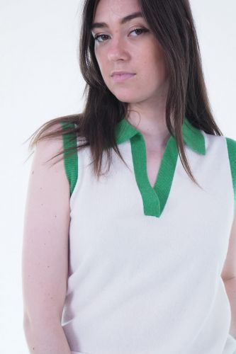 Polo écru & vert TRICOTS DE LEA | Marine