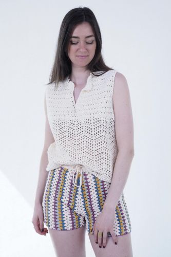Pull en crochet beige TRICOTS DE LEA | Marine