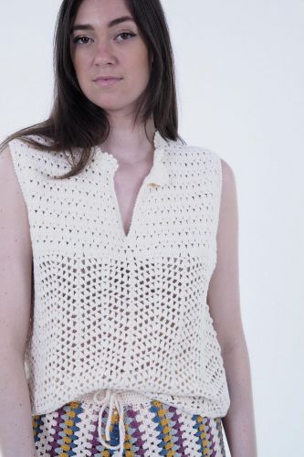 Pull en crochet beige TRICOTS DE LEA | Marine