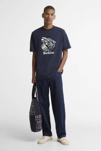 T-shirt unisexe bleu marine à cœur vert BARBOUR x Mul Tyne | Marine