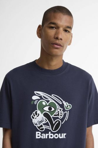 T-shirt unisexe bleu marine à cœur vert BARBOUR x Mul Tyne | Marine
