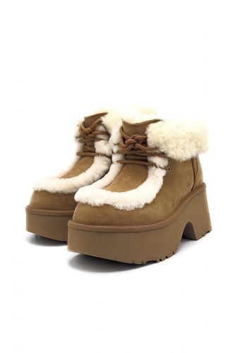 Bottine en nubuk camel & écru à talons UGG | Marine