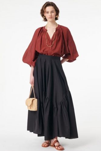 Vanessa Bruno blouse Brun femmes (blouse chemisier col V unie - EDME longues manches épice) - Marine | Much more than shoes