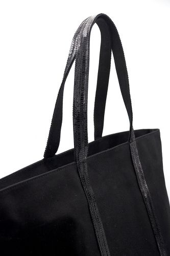 Sac cabas L en coton noir avec sequins VANESSA BRUNO | Marine