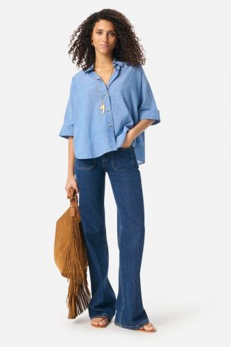 Chemise bleu manches 3/4 en denim VANESSA BRUNO | Marine