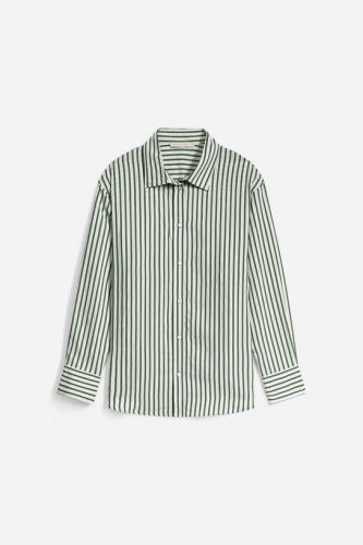 Chemise à rayures verticales vertes et blanches VANESSA BRUNO | Marine