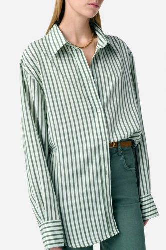Chemise à rayures verticales vertes et blanches VANESSA BRUNO | Marine