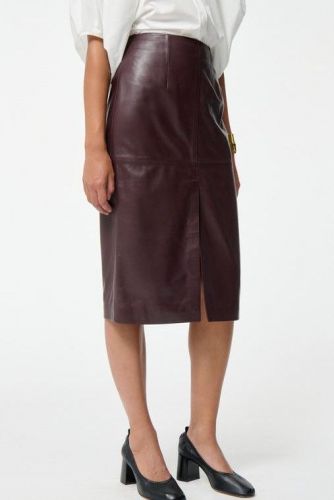 Jupe 3/4 en cuir bordeaux foncé VANESSA BRUNO | Marine