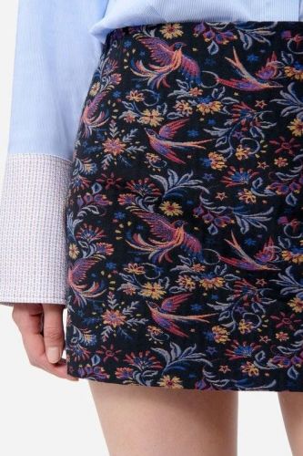 Jupe courte structurée à motifs fleuri VANESSA BRUNO | Marine