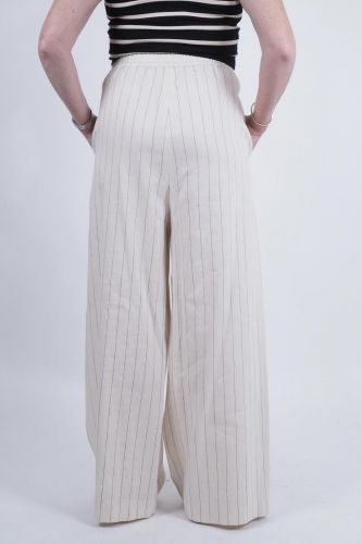 Pantalon à rayures verticales noir & beige VANESSA BRUNO | Marine