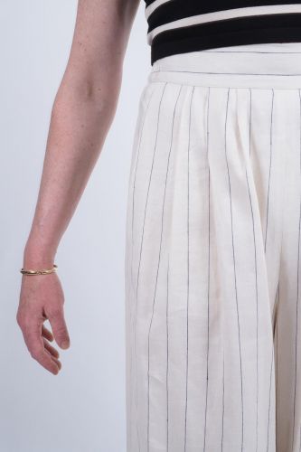 Pantalon à rayures verticales noir & beige VANESSA BRUNO | Marine