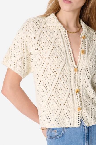 Cardigan à motifs géométriques ajourés VANESSA BRUNO | Marine