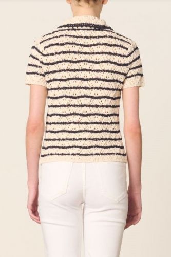 Vanessa Bruno polo Bleu/blanc femmes (Polo crochet - GILLIS écru/marine) - Marine | Much more than shoes