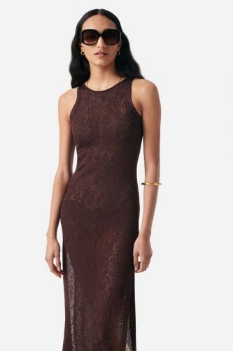 Robe longue en crochet marron VANESSA BRUNO | Marine