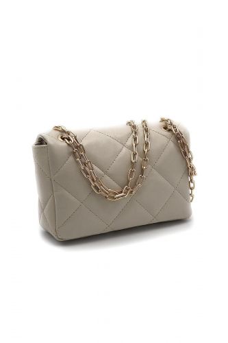 Sac à rabat en cuir matelassé beige VANESSA BRUNO | Marine