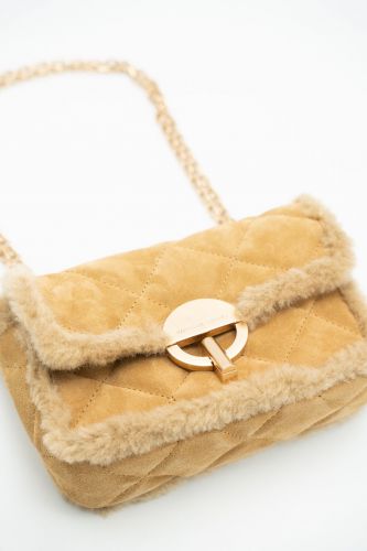 Vanessa Bruno sac à main Camel femmes (Sac DAIM matelassé moyen bord petits poi - MOON M daim caramel) - Marine | Much more than shoes