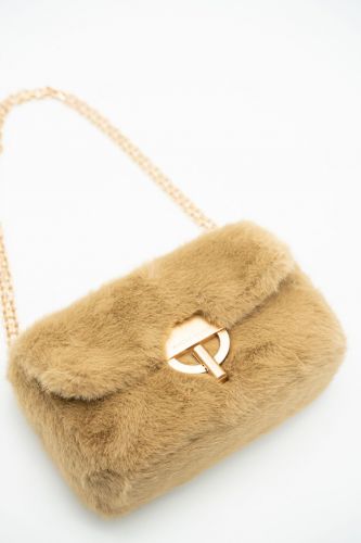 Vanessa Bruno sac à main Beige femmes (Sac rabat fausse fourrure beige dim : 13 - MOON M poil beige) - Marine | Much more than shoes