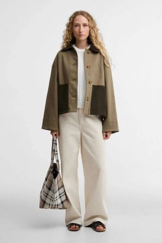 Veste kaki clair à col en velours côtelé BARBOUR | Marine