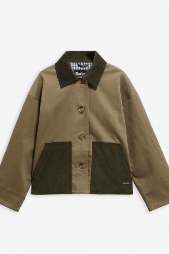 Veste kaki clair à col en velours côtelé BARBOUR | Marine
