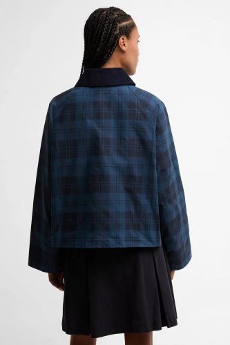 Veste tartan bleu marine à col en velours côtelé BARBOUR | Marine