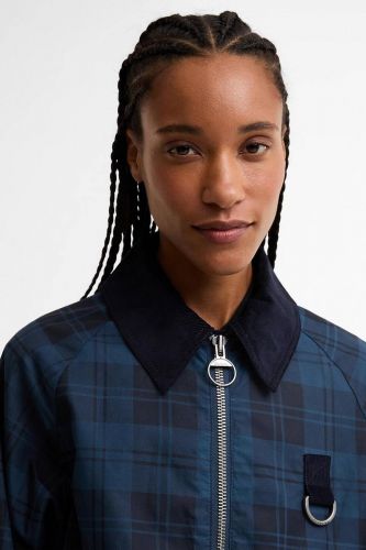 Veste tartan bleu marine à col en velours côtelé BARBOUR | Marine