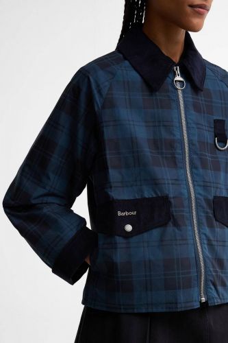 Veste tartan bleu marine à col en velours côtelé BARBOUR | Marine