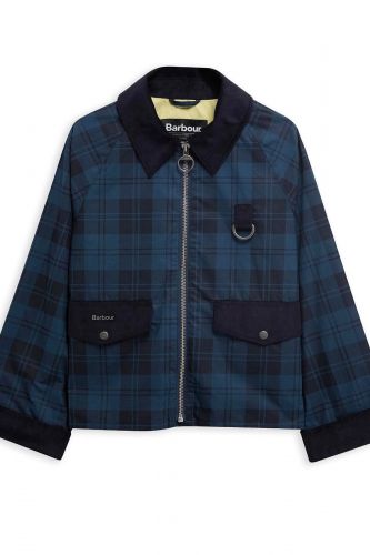 Veste tartan bleu marine à col en velours côtelé BARBOUR | Marine