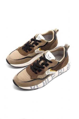 Voile Blanche basket bas Brun-multi hommes (camel/marron écriture semelle - CLUB 01 brun/beige) - Marine | Much more than shoes