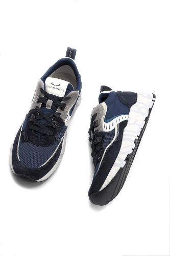 Voile Blanche basket bas Bleu hommes (navy & blanc écriture semelle - CLUB 01 marine/blanc) - Marine | Much more than shoes