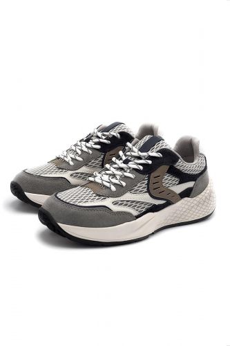 Voile Blanche basket bas Gris hommes (runner gris & bleu & camel - CLUB22 grey & blue) - Marine | Much more than shoes