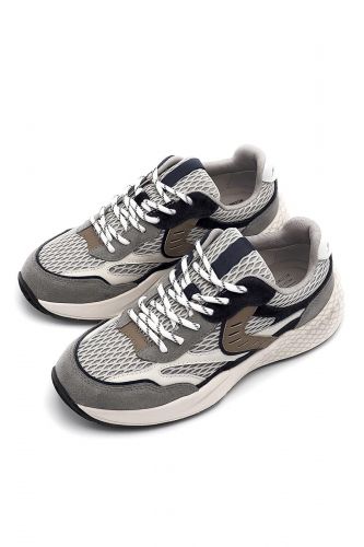 Voile Blanche basket bas Gris hommes (runner gris & bleu & camel - CLUB22 grey & blue) - Marine | Much more than shoes