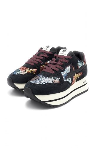 W6YZ basket bas Noir femmes (noir sequins multis - DEVA noir) - Marine | Much more than shoes