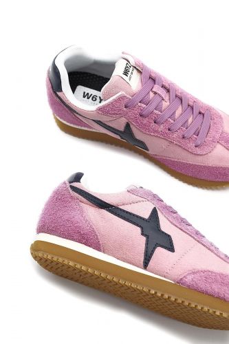 W6YZ basket bas Rose femmes (nouvelle semelle fine - SAMOA rose cyclamen) - Marine | Much more than shoes