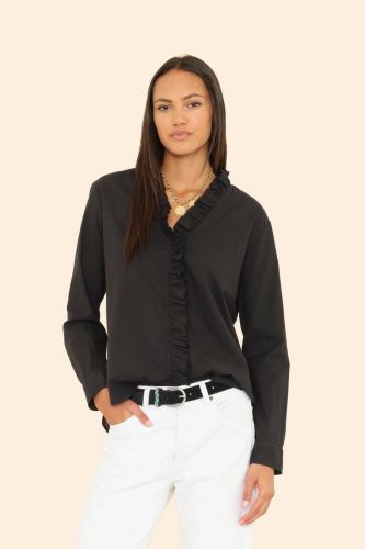 Chemise à volants noir XIRENA | Marine