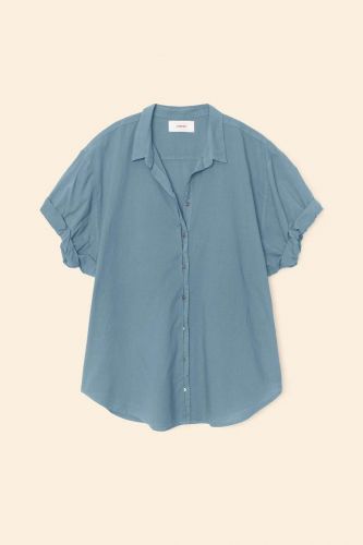 Chemise manches retroussées bleu acier XIRENA | Marine
