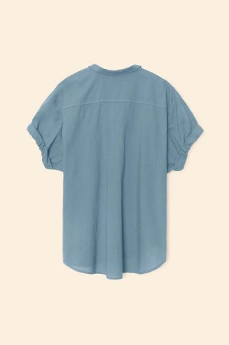 Chemise manches retroussées bleu acier XIRENA | Marine