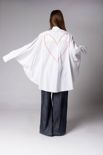 Y-Enzo chemise Blanc femmes (chemise blanche coeur - TALIA cotton) - Marine | Much more than shoes