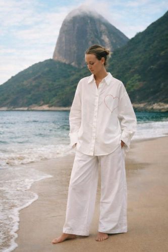 Y-Enzo chemise Blanc femmes (chemise blanche coeur gauche - YE015  blanche coeur) - Marine | Much more than shoes