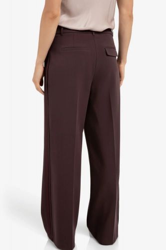 Pantalon large tissé avec bande latérale en satin bordeaux YAYA | Marine