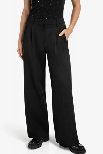 Pantalon large tissé avec bande latérale en satin YAYA | Marine