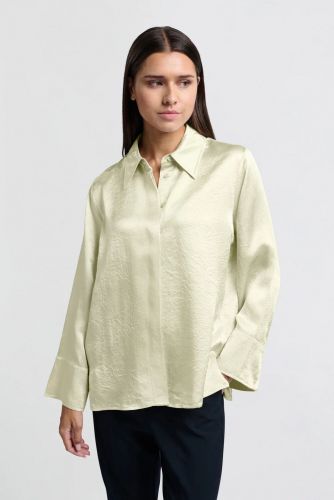 Chemise métallisée satinée blanc perlé YAYA | Marine