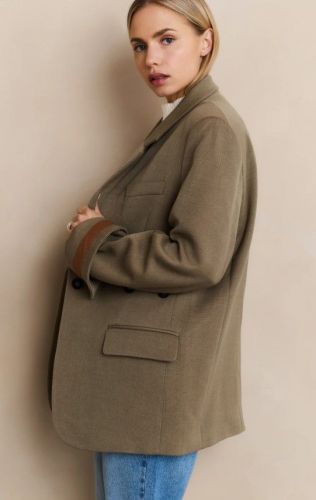 Blazer large kaki avec manches à retourner YAYA | Marine