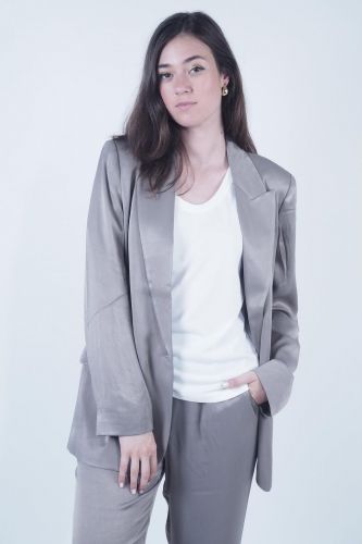 Blazer taupe en satin YAYA | Marine