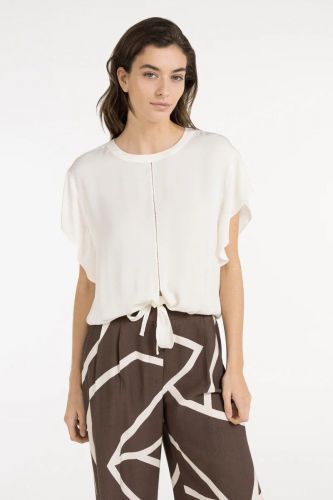 Blouse écru avec noeud à l'avant YAYA | Marine