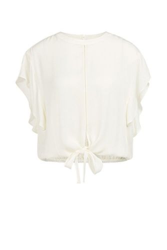 Blouse écru avec noeud à l'avant YAYA | Marine