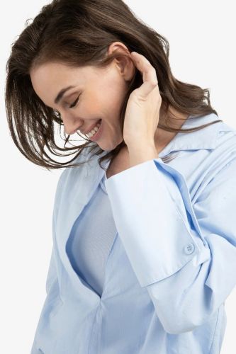 Yaya chemise Ciel femmes (chemise grand V avant - 701355 chemise blouson ciel) - Marine | Much more than shoes